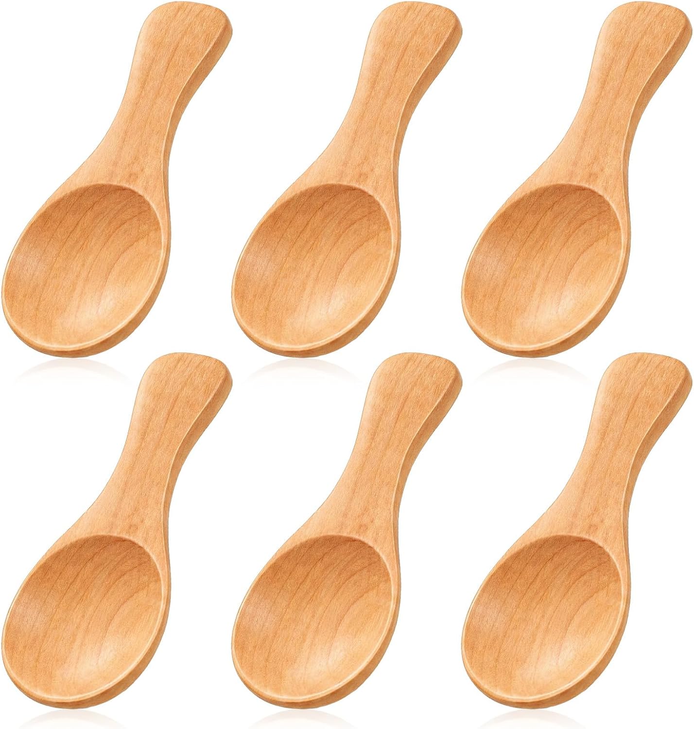 6 Cucharaditas Madera 3.2pulg para Especias Azúcar