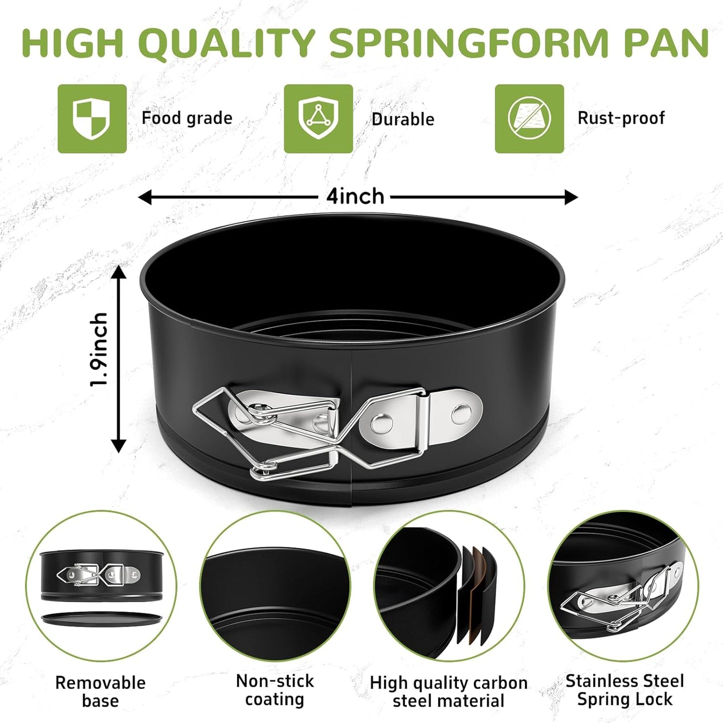 Paquete de 4 mini moldes antiadherentes para tartas de queso de 4 pulgadas