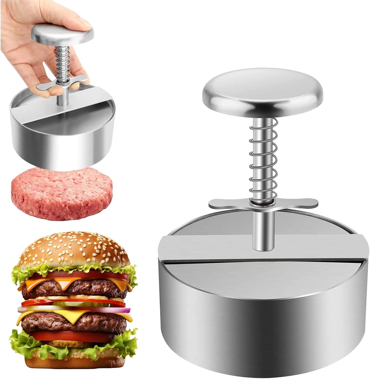 Prensa hamburguesa acero inox 304 ajustable resistente