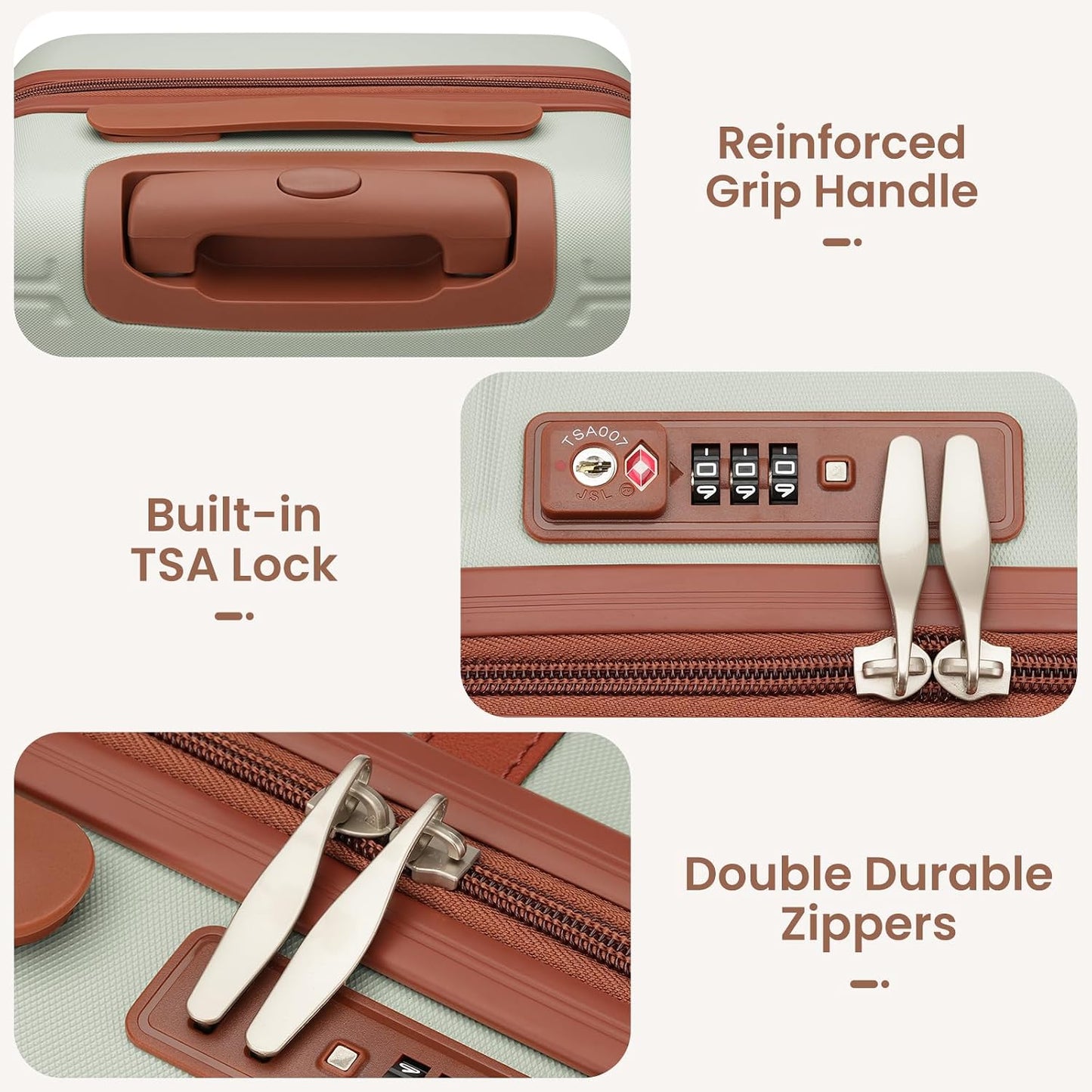 Set 6 maletas rígida 20pulg TSA para viaje verde