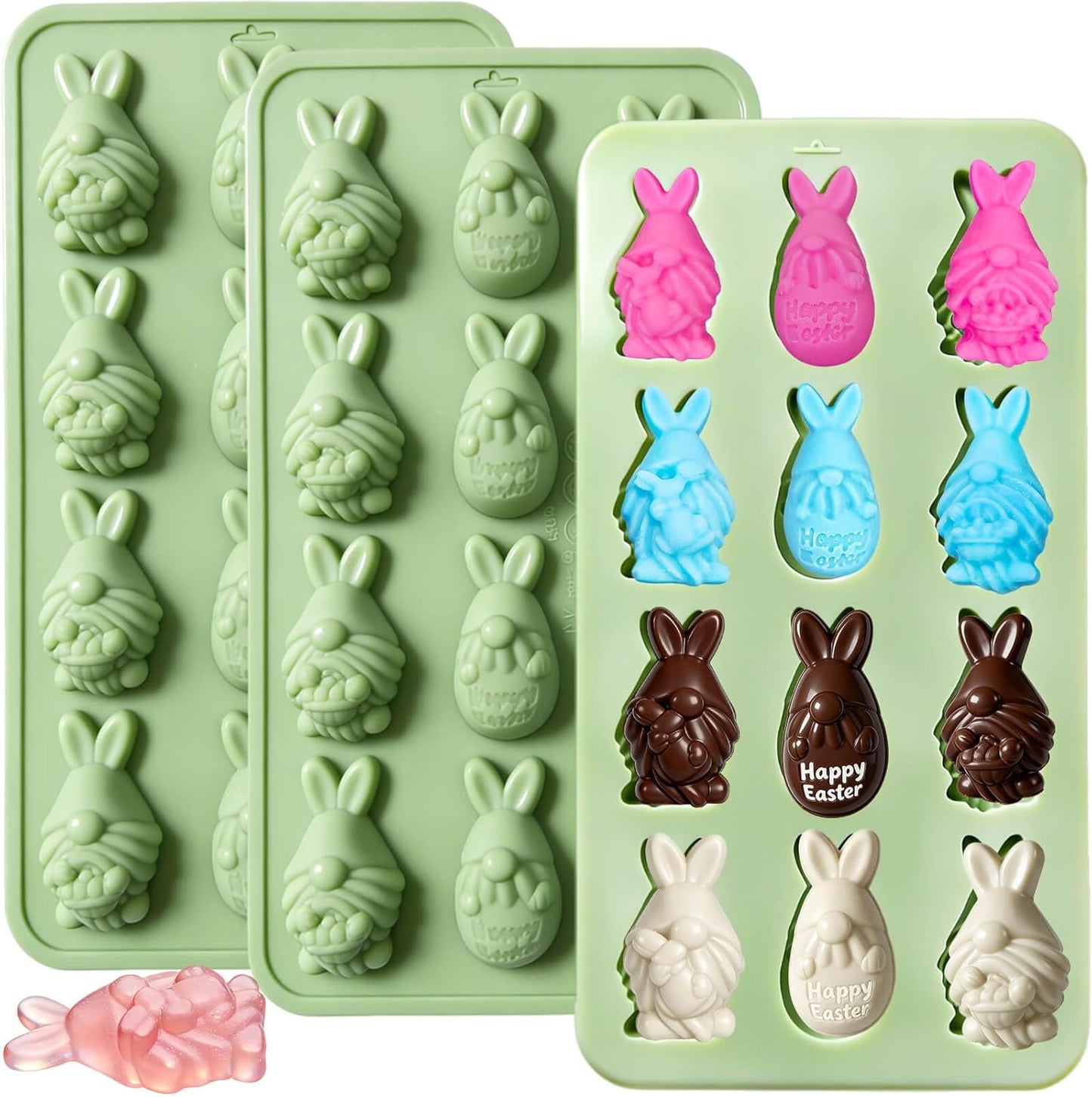 Moldes silicona 3D conejito Pascua 3 pzas antiadherente