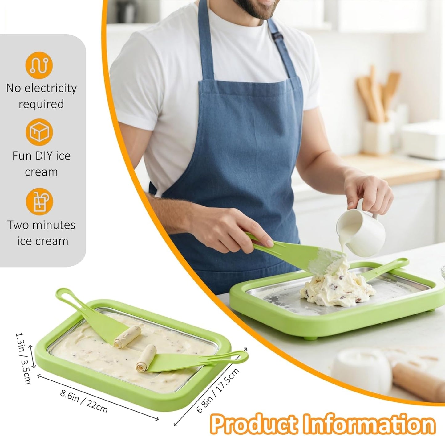 Kit máquina helado acero inox 2 raspadores bandeja