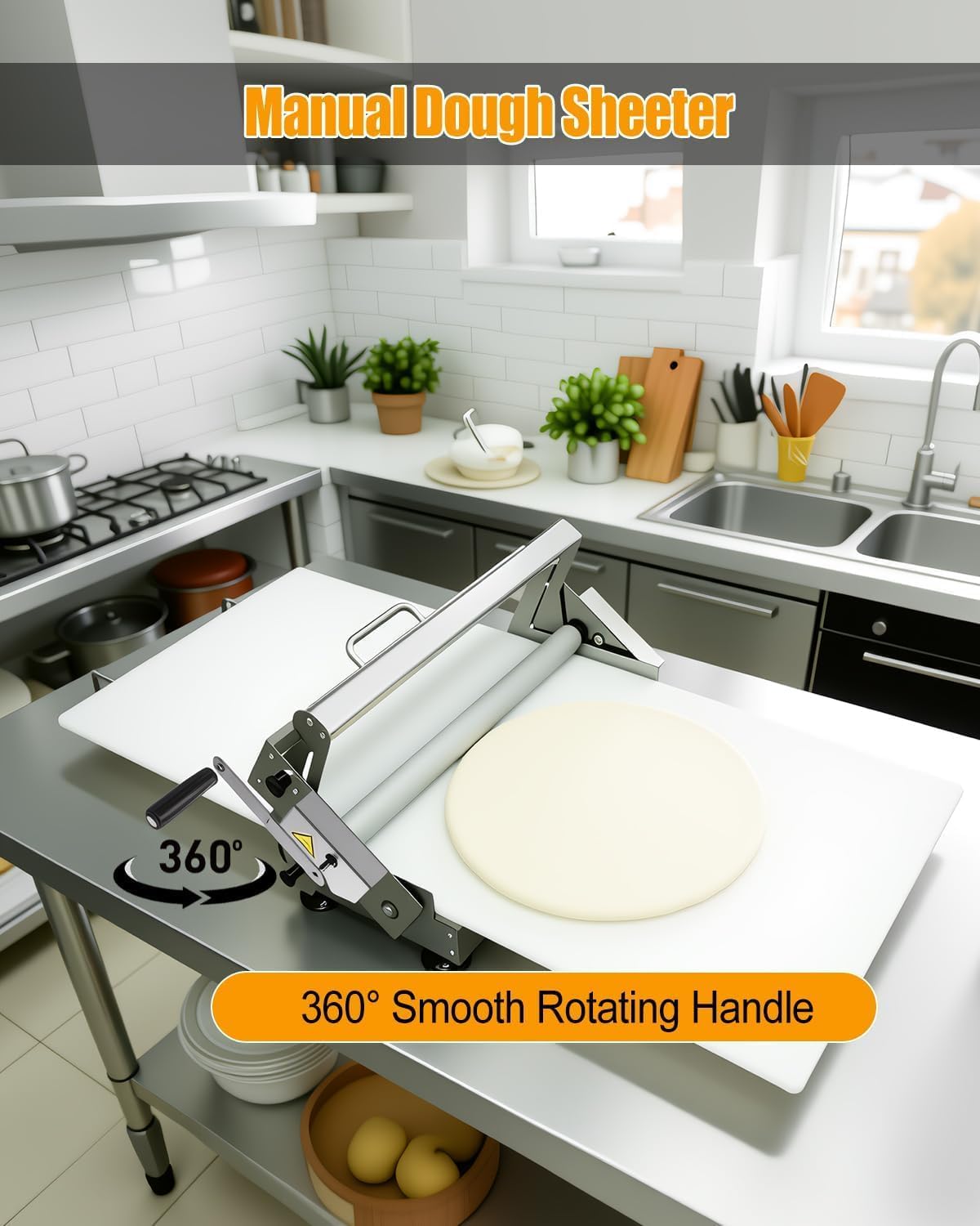Hoja masa plegable 40.9x15.5pulg laminadora ajustable acero inox