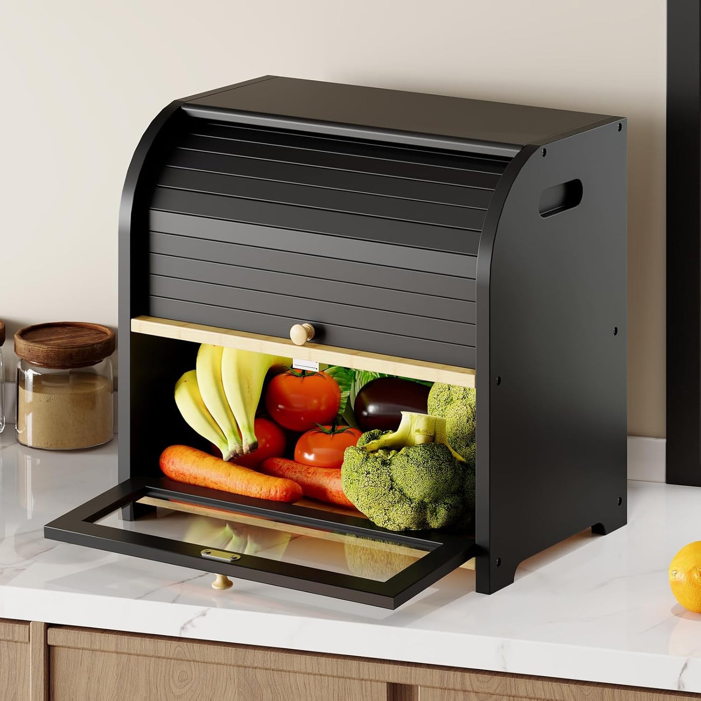 Cajón de pan madera gran capacidad para cocina y comedor