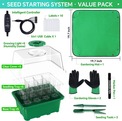 Kit germinación semillas 60 celdas luz LED ajustable