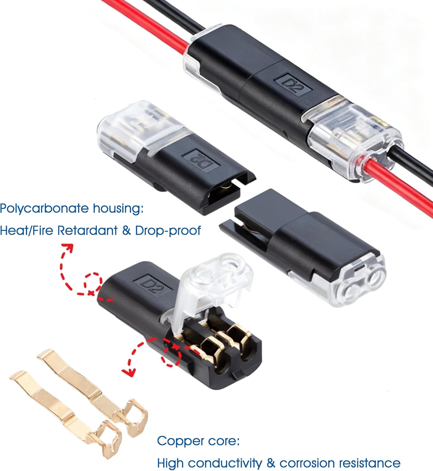 25 Conectores Doble Cable 18-22 AWG Sin Soldadura Automotriz