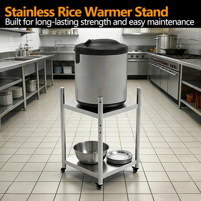 Soporte calentador de arroz acero inoxidable carrito 20 x 20 pulgadas con estante ajustable y 4 ruedas