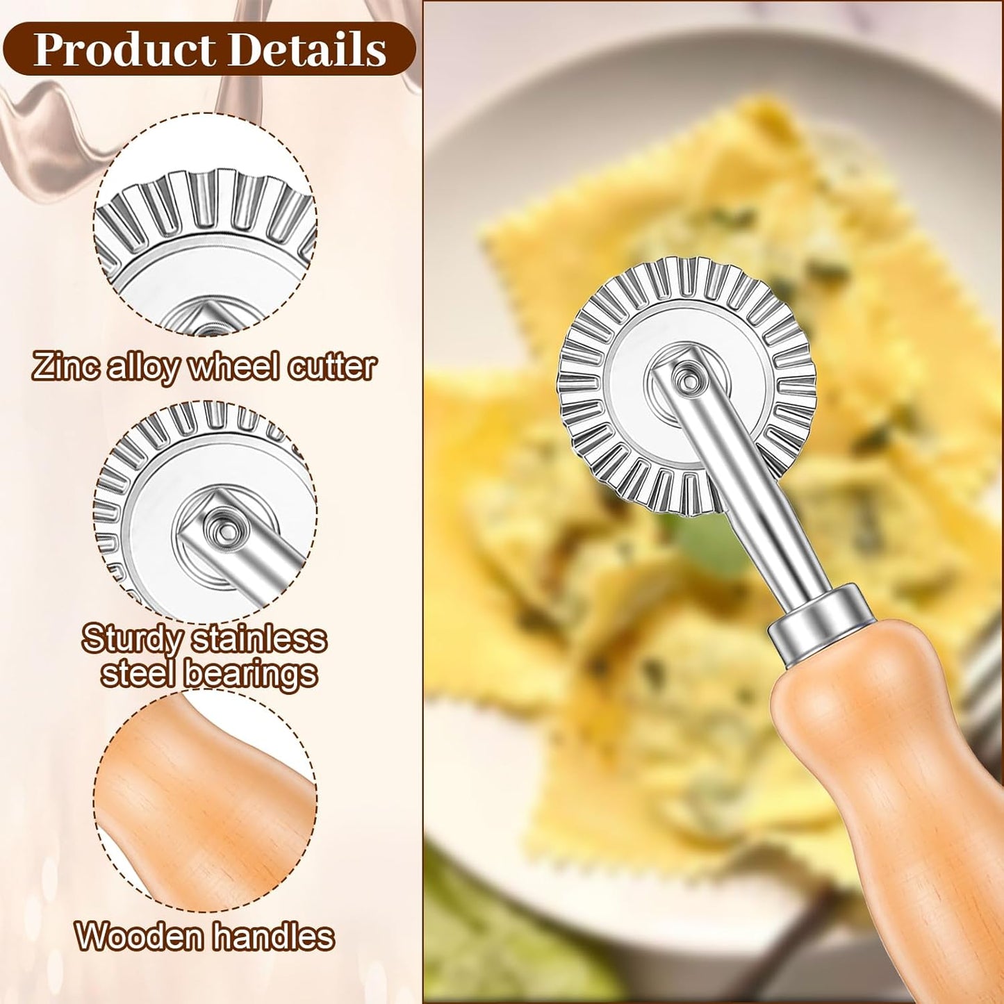 Ruedas cortadoras de pasta estriadas de acero inoxidable 1.5 pulgadas