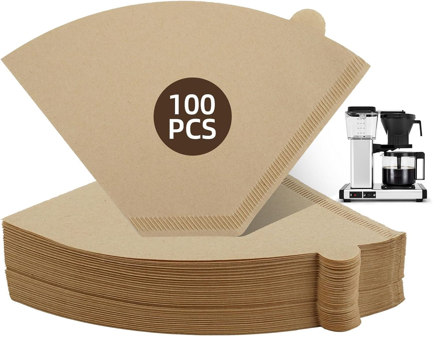 100 filtros de café #4 compatibles Technivorm Moccamaster sin blanquear con cono
