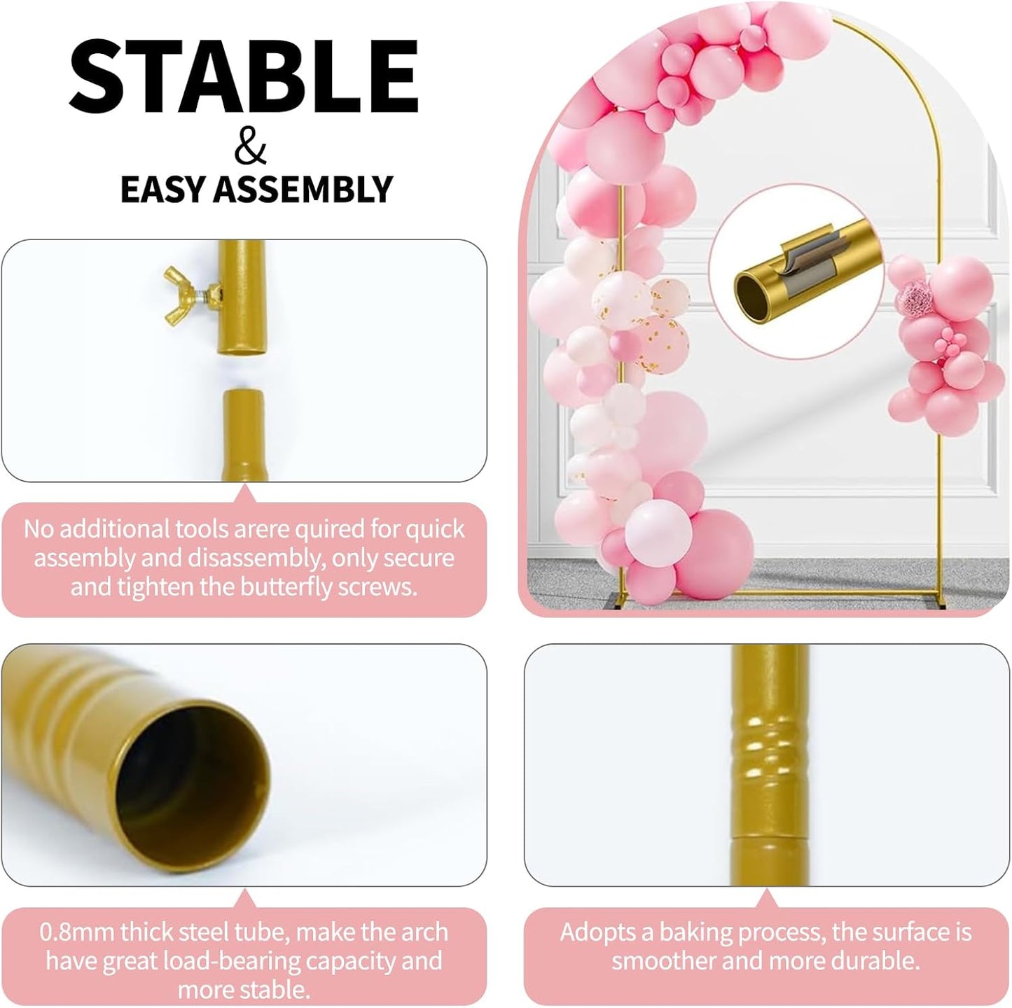 Soporte arco dorado para bodas y fiestas 7.2ft