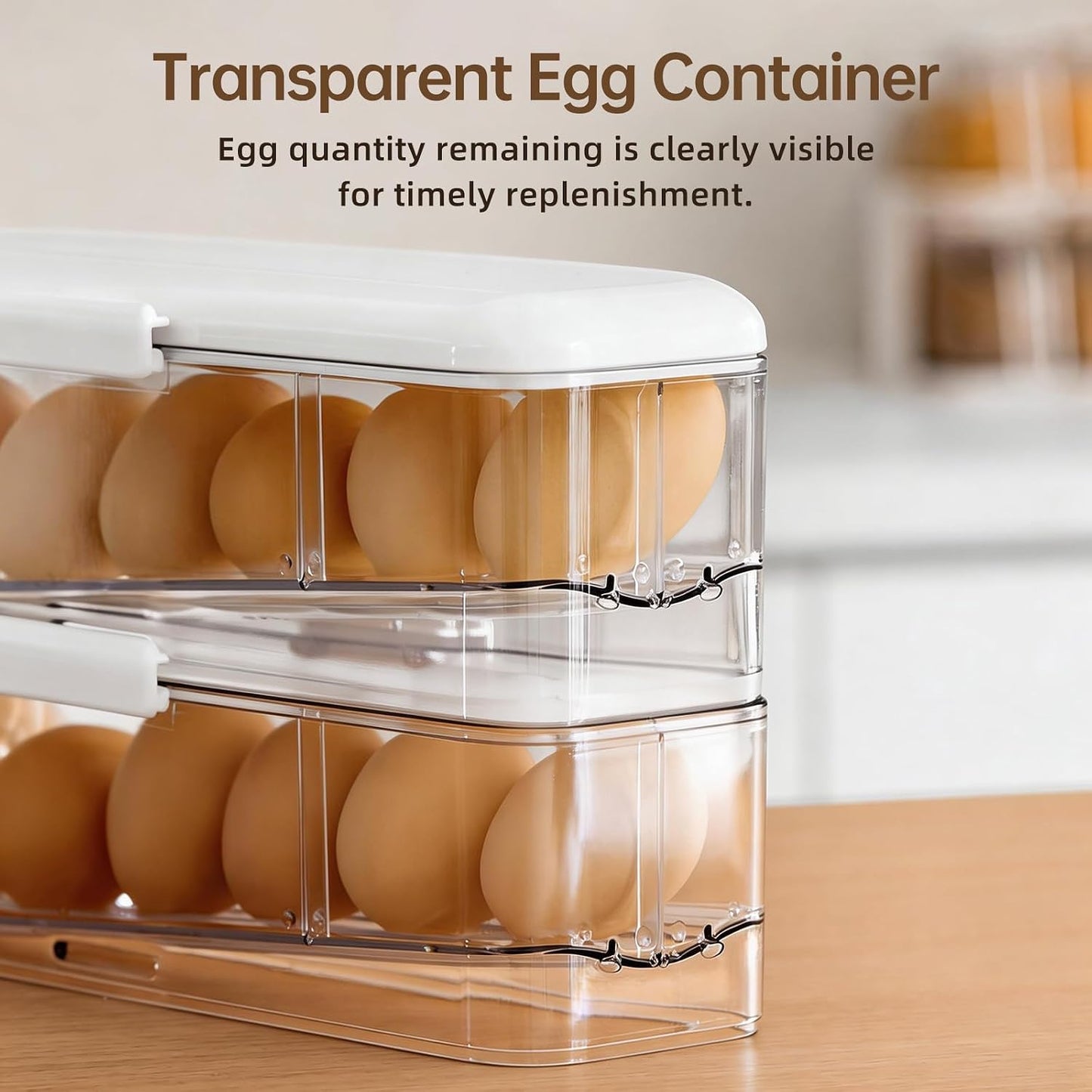 Soporte huevos 2 niveles con tapa transparente apilable