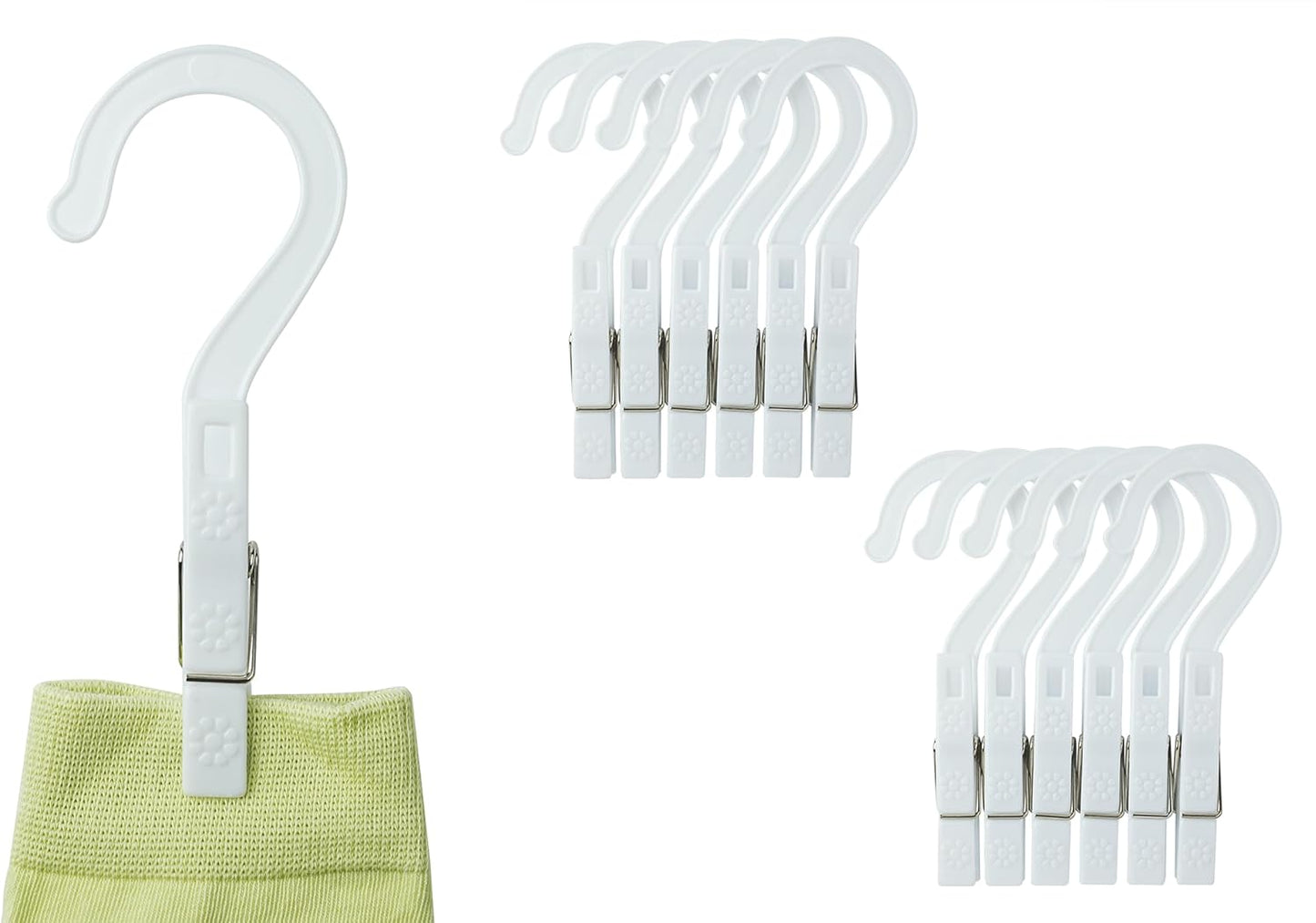 Set 12 ganchos plástico para ropa sucia blanco
