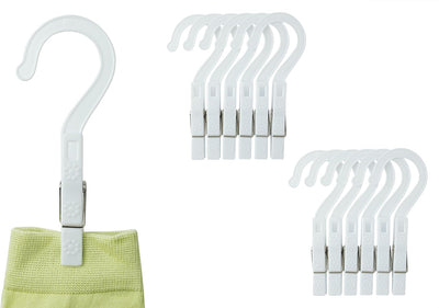 Set 12 ganchos plástico para ropa sucia blanco
