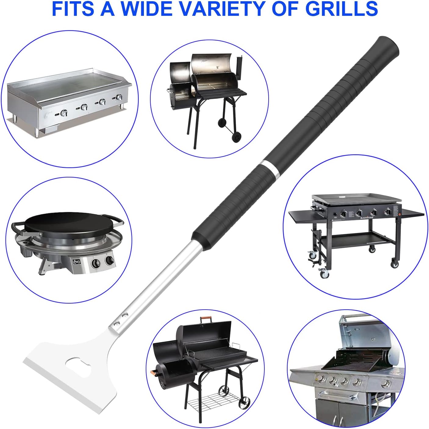 Raspador plancha 16pulg acero inox 7 asas kit limpieza