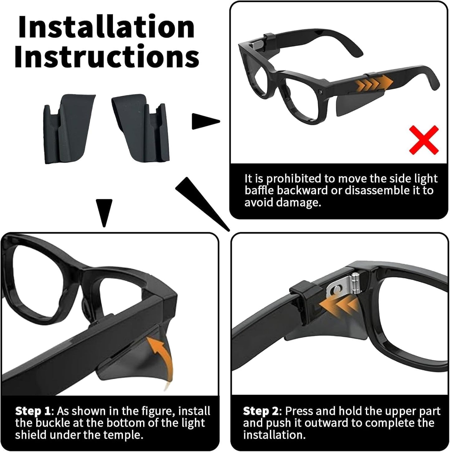 Protectores laterales para gafas de silicona negra