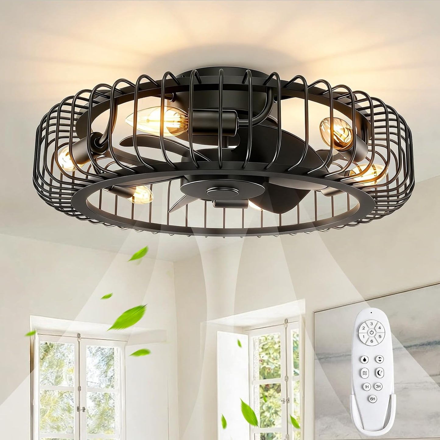 Ventilador techo 20pulg con 6 luces control remoto