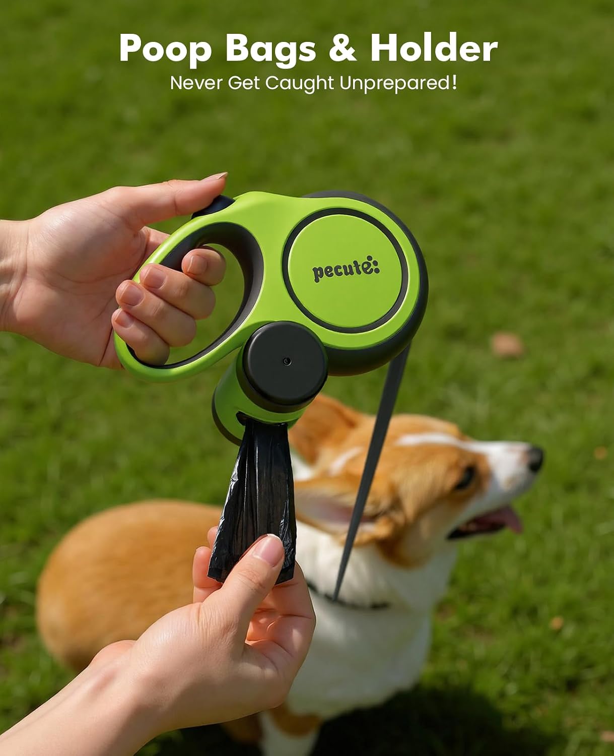 Correa retráctil perro 16ft extensor 18pulg alta resistencia