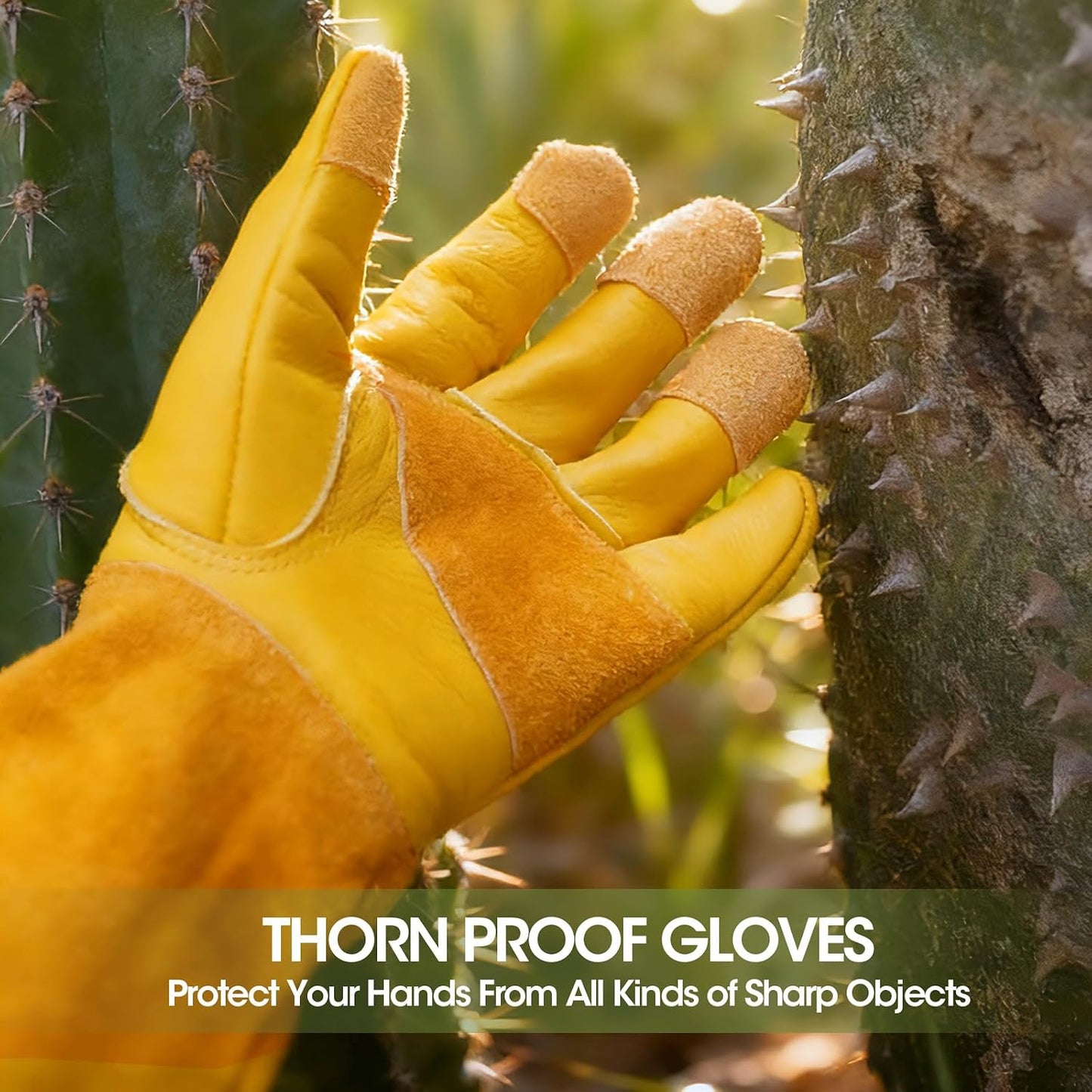 Guantes jardinería piel vaca resistentes espinas cactus