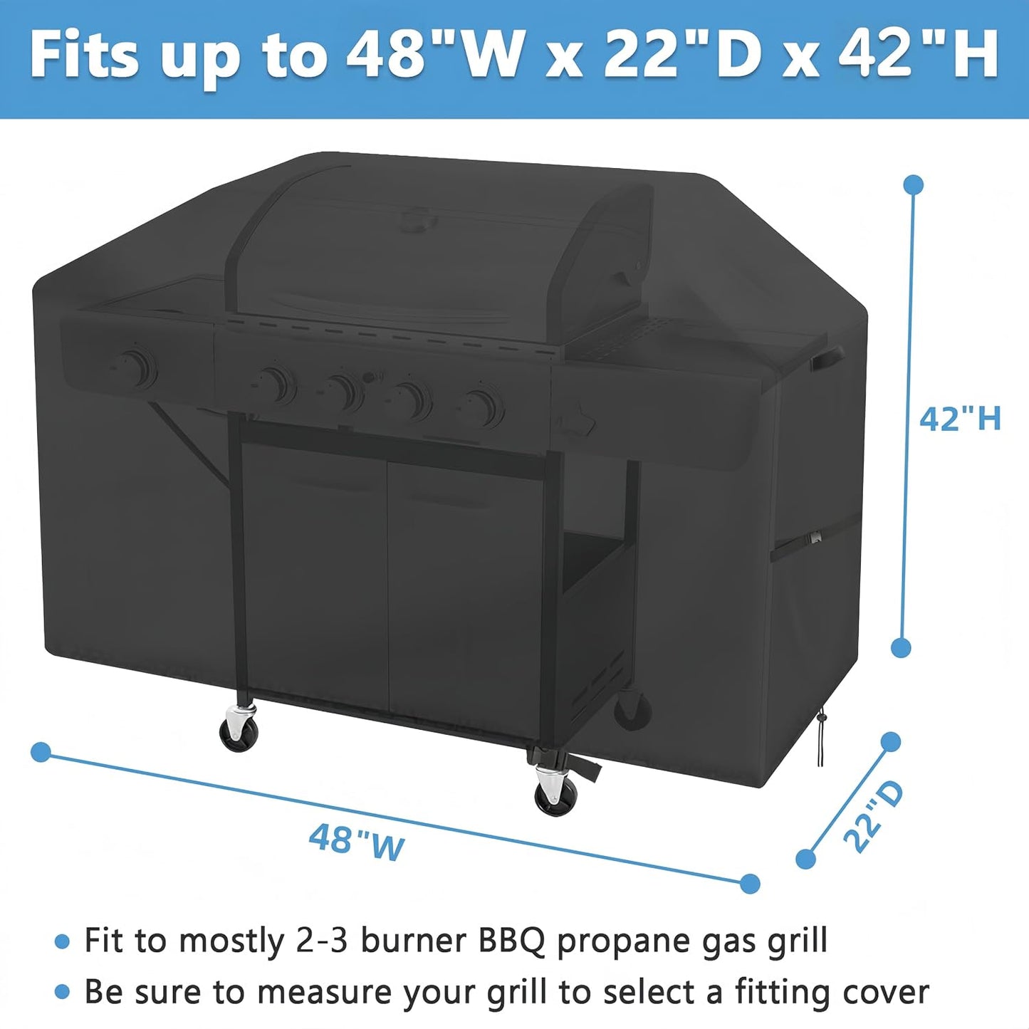 Cubierta parrilla gas 48pulg impermeable UV resistente