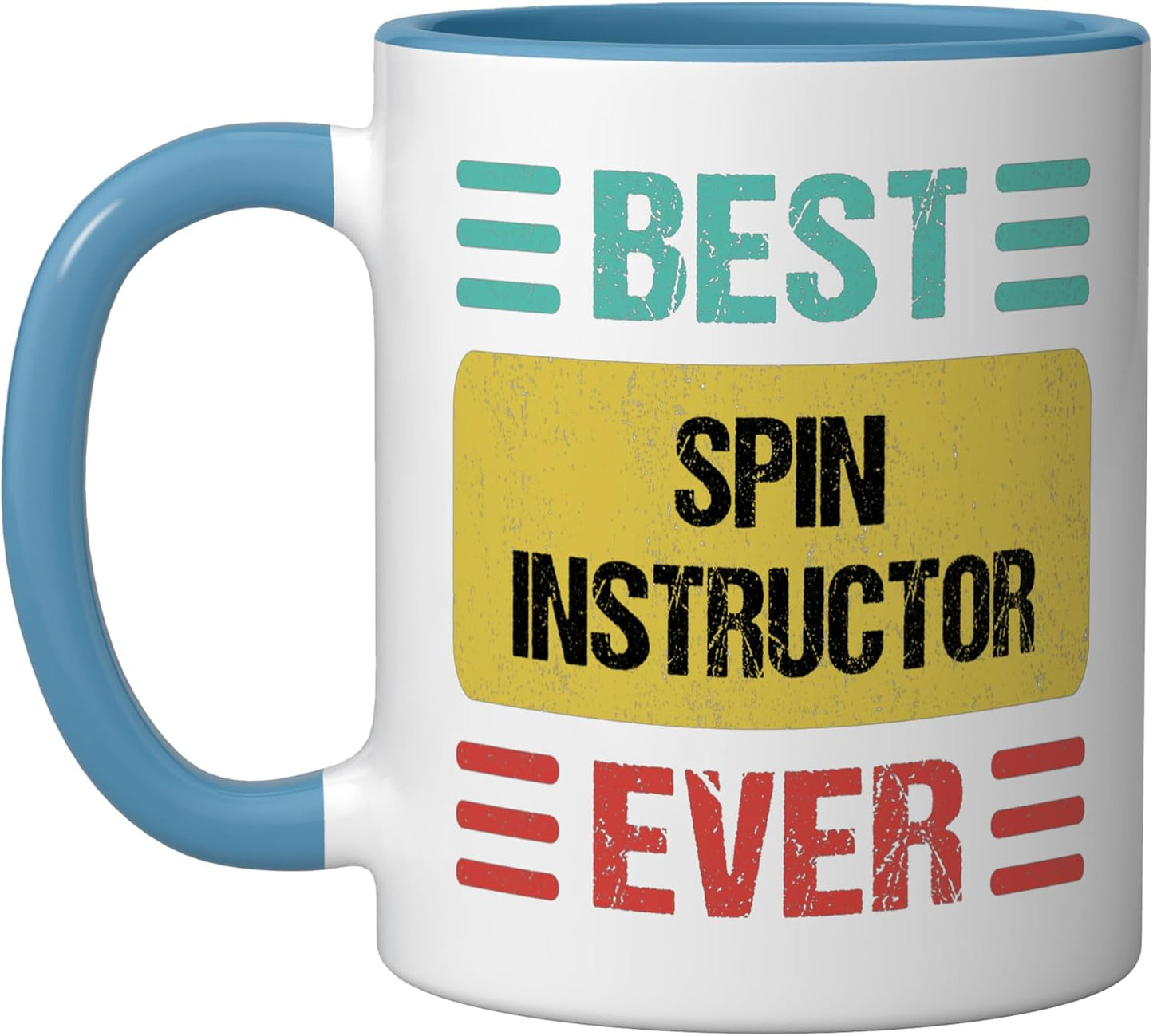 Taza cerámica para instructor de spinning azul/blanco