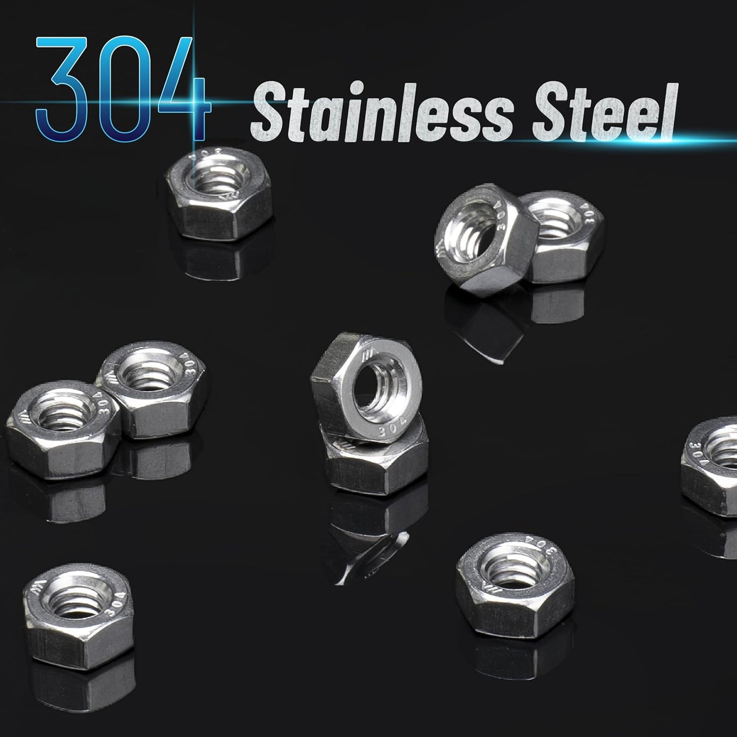 Tuercas hexagonales acero inox 1/4 pulg set 100