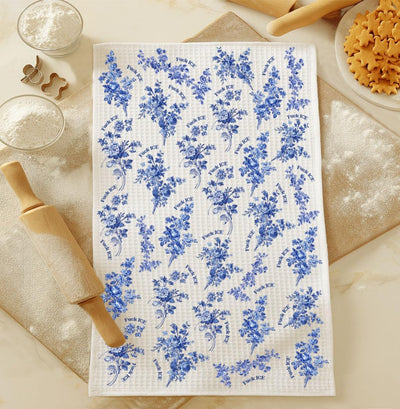 Toalla de cocina con diseño floral de hielo azul