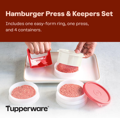 Juego prensa hamburguesas 4 contenedores sin BPA lavavajillas