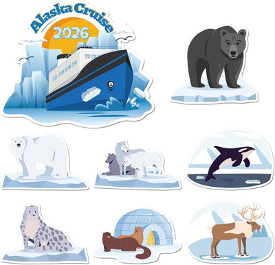 Juego de imanes magnéticos para puerta de crucero Alaska 2026 temática pingüino y ártico 36 piezas