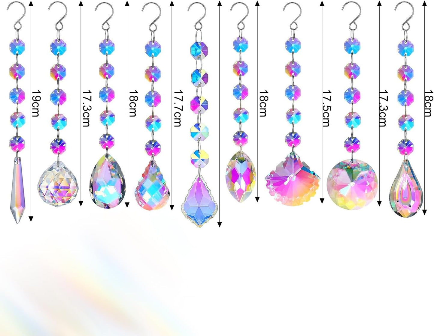 9 Atrapasoles Prismas Colgantes Coloridos para Hogar y Fiesta