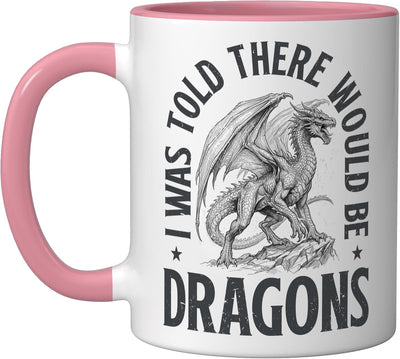 Taza Cerámica Ren Faire Dragones Rosa/Blanco