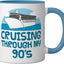 Taza cerámica para cumpleaños 90 crucero azul/blanco