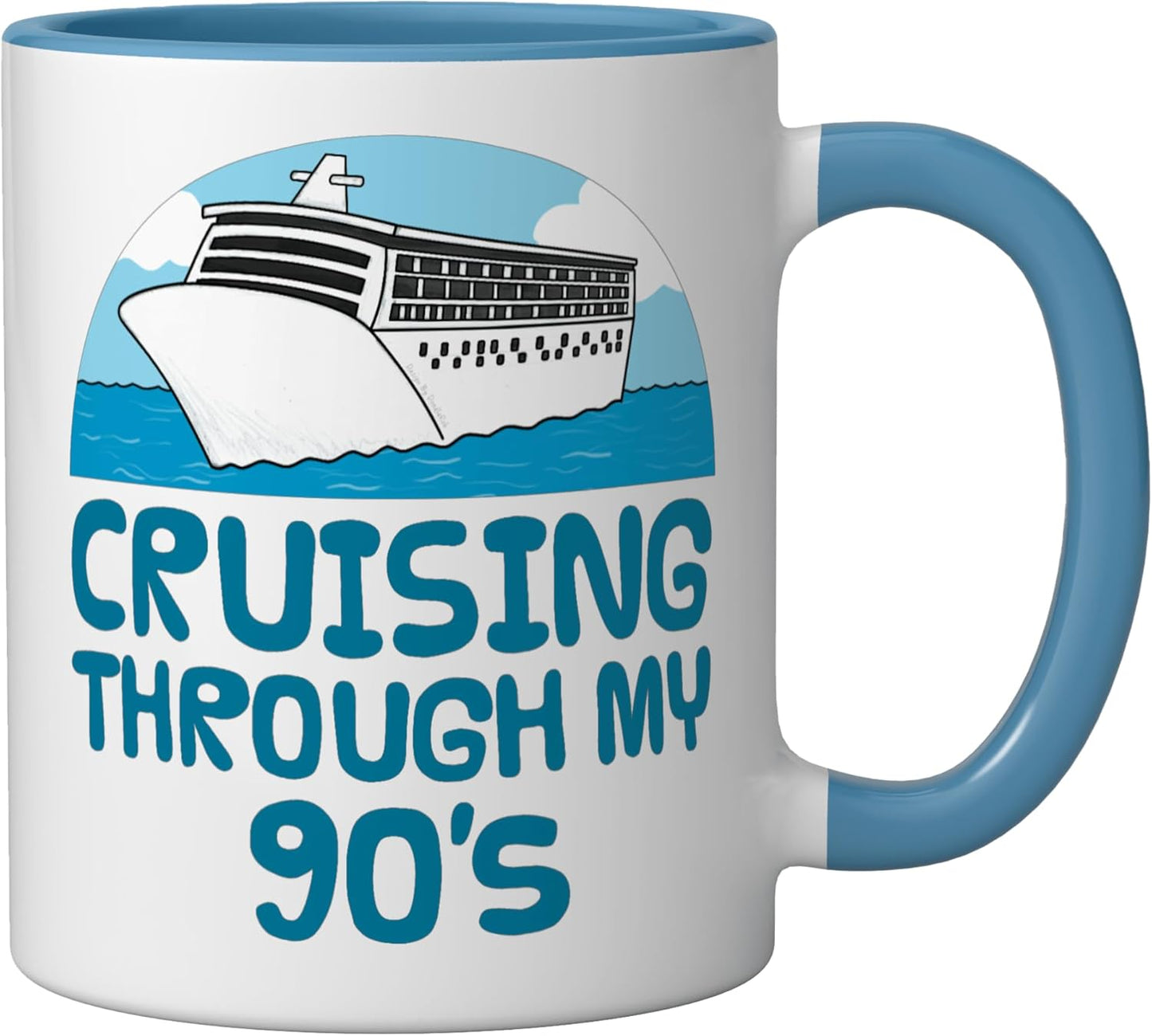 Taza cerámica para cumpleaños 90 crucero azul/blanco
