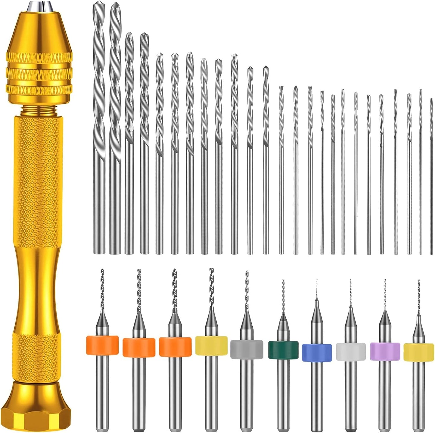 Set 36 Taladros Manuales para Manualidades Taladro PCB Dorado