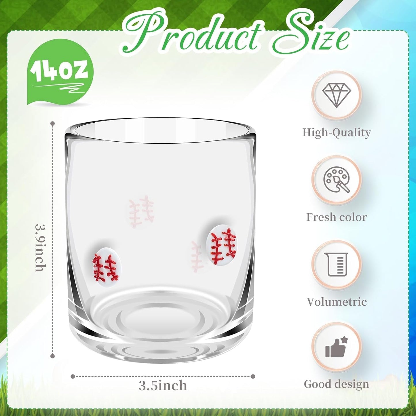 Vasos de béisbol con icono estético 14 oz copa sin tallo para fiestas