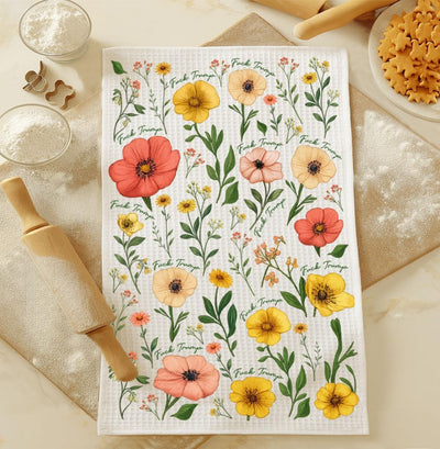 Toalla de cocina con flores anti conservador para decoración liberal
