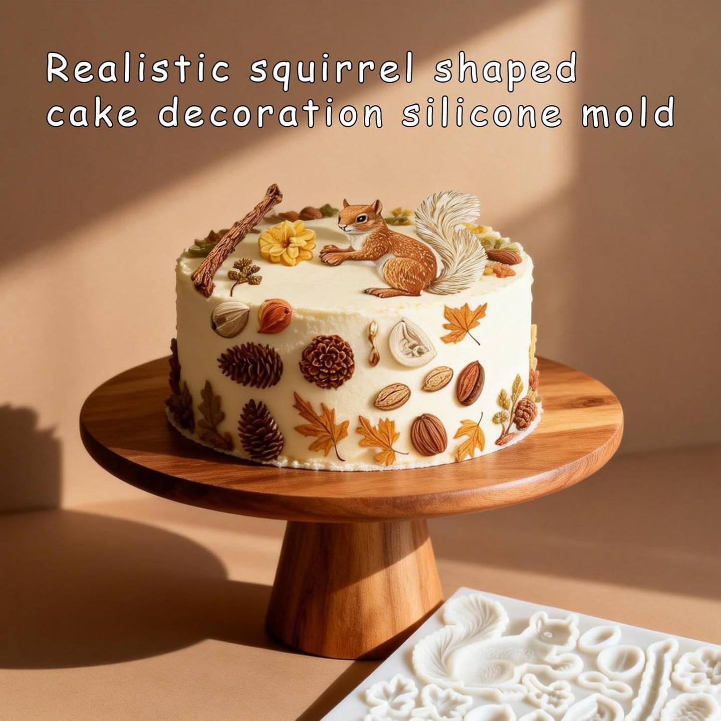 Molde de silicona 3D para fondant de animales del bosque de chocolate