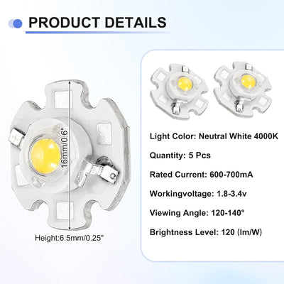 Lámpara LED COB 5 Pzas Aluminio Base Alta Intensidad 4000K