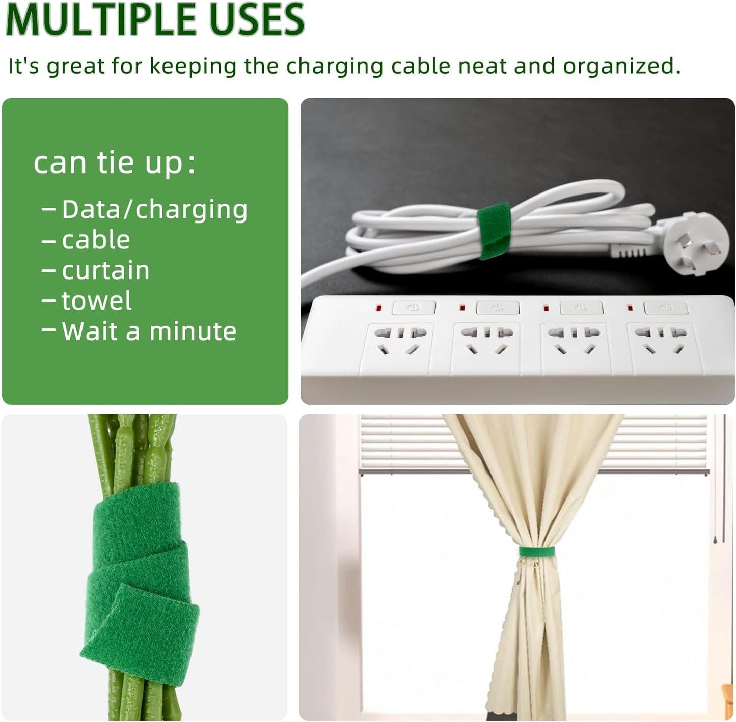 Cinta para plantas reutilizable ajustable 16.4ft verde
