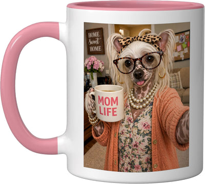 Taza Cerámica Amor Mamá Perro Chino Crestado