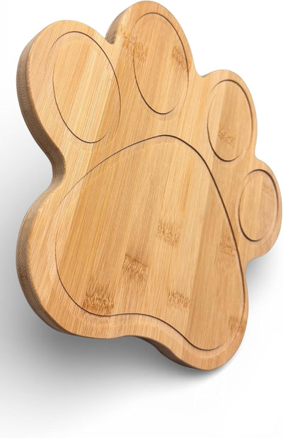 Tablero de cortar para perros con forma de pata de bamboo