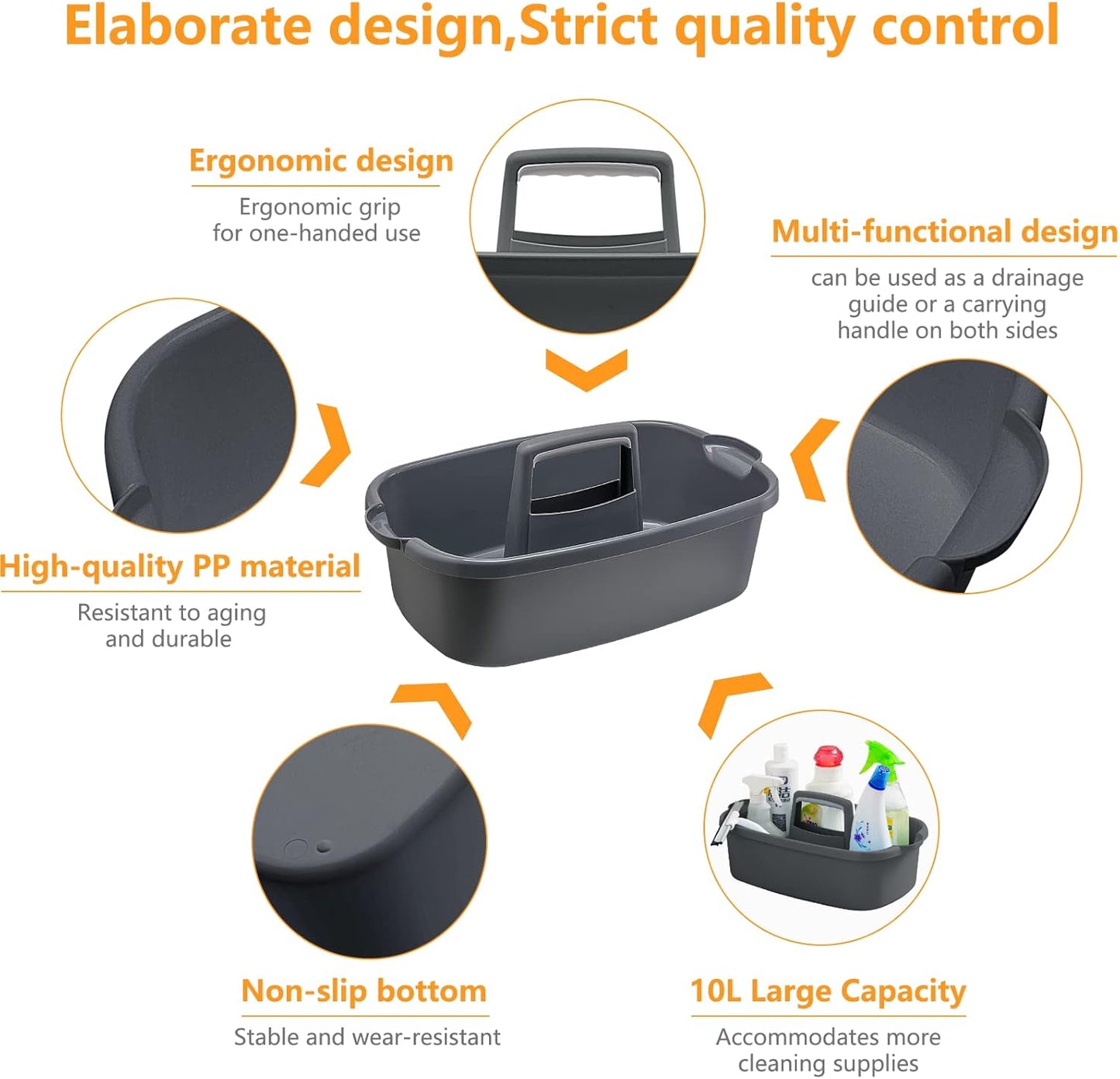 Organizador plástico multiusos con asa para ducha y baño
