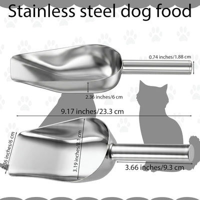 Cuchara acero inox para mascotas 1 taza mango largo
