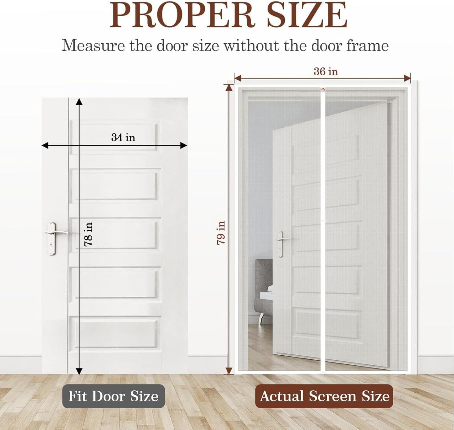 Puertas mosquiteras imanes 34x78pulg color blanco