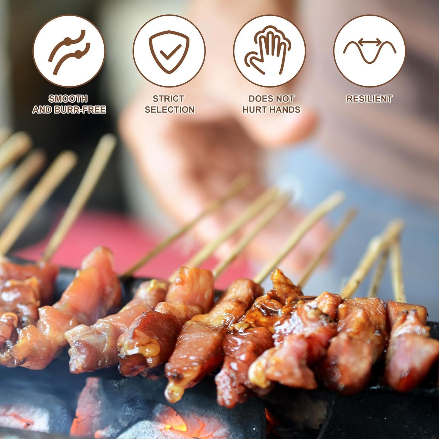 1000 Pinchos Bambú 6pulg para Cóctel Barbacoa Fiesta