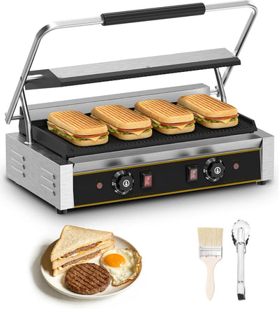 Prensa Panini eléctrica 3600W acero inox con parrilla