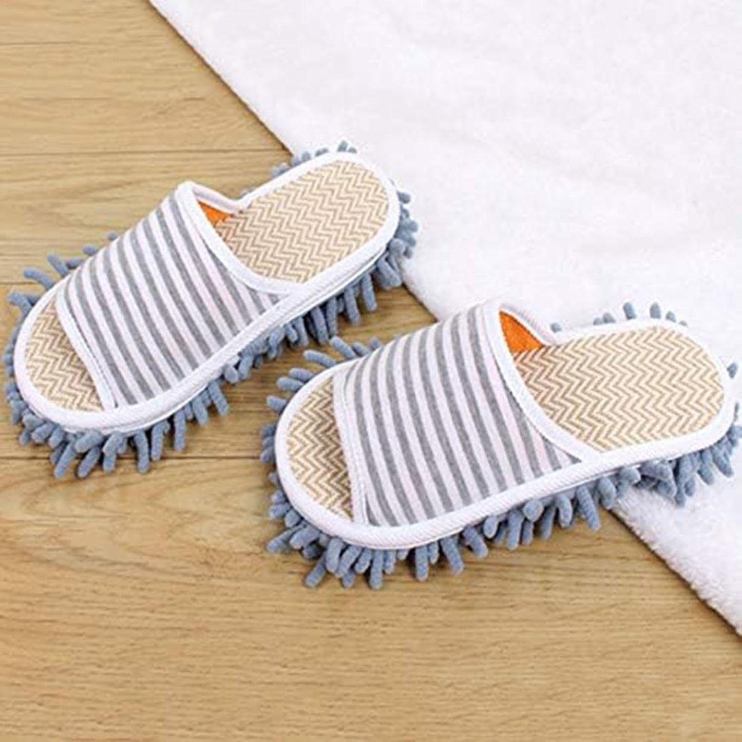 Pantuflas microfibra azul limpieza pisos lavables 35-44