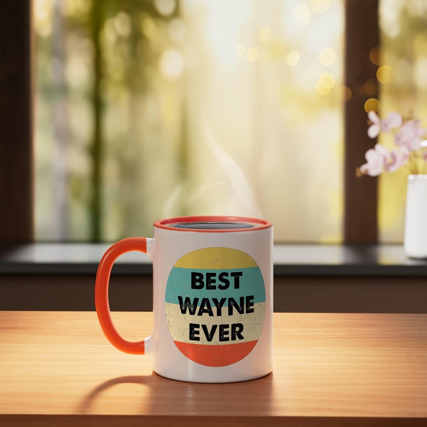 Taza cerámica Wayne Name naranja/blanca