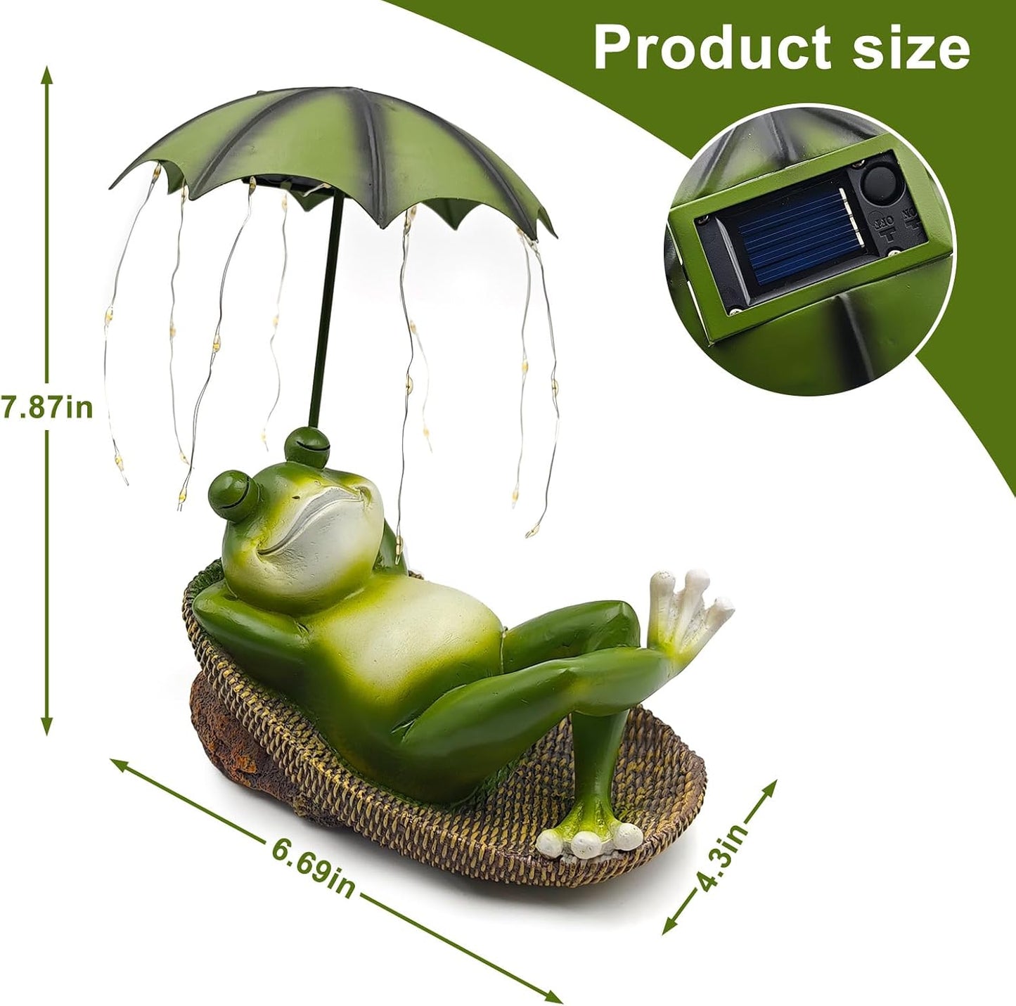 Rana solar con paraguas estatua decoración jardín LED impermeable