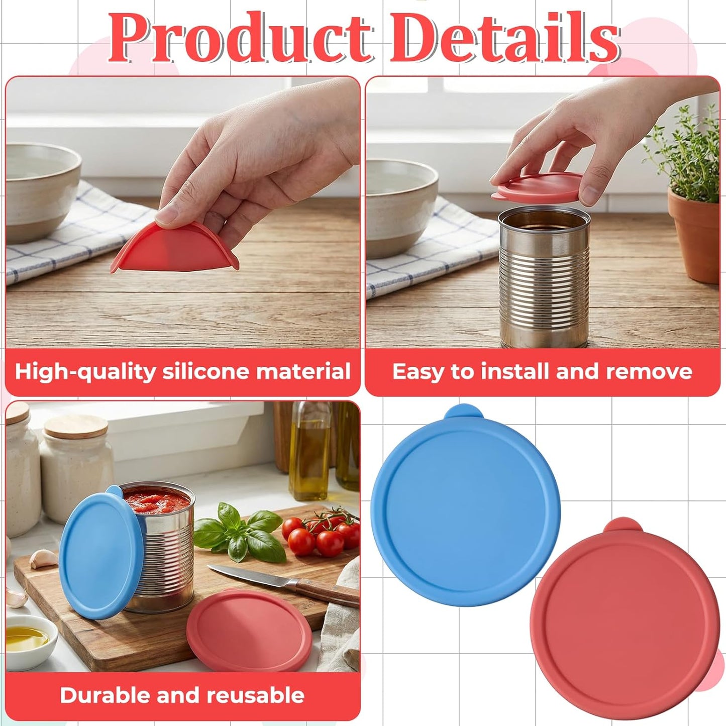 2 Tapas Silicón Reutilizables para Latas 3pulg Bebidas