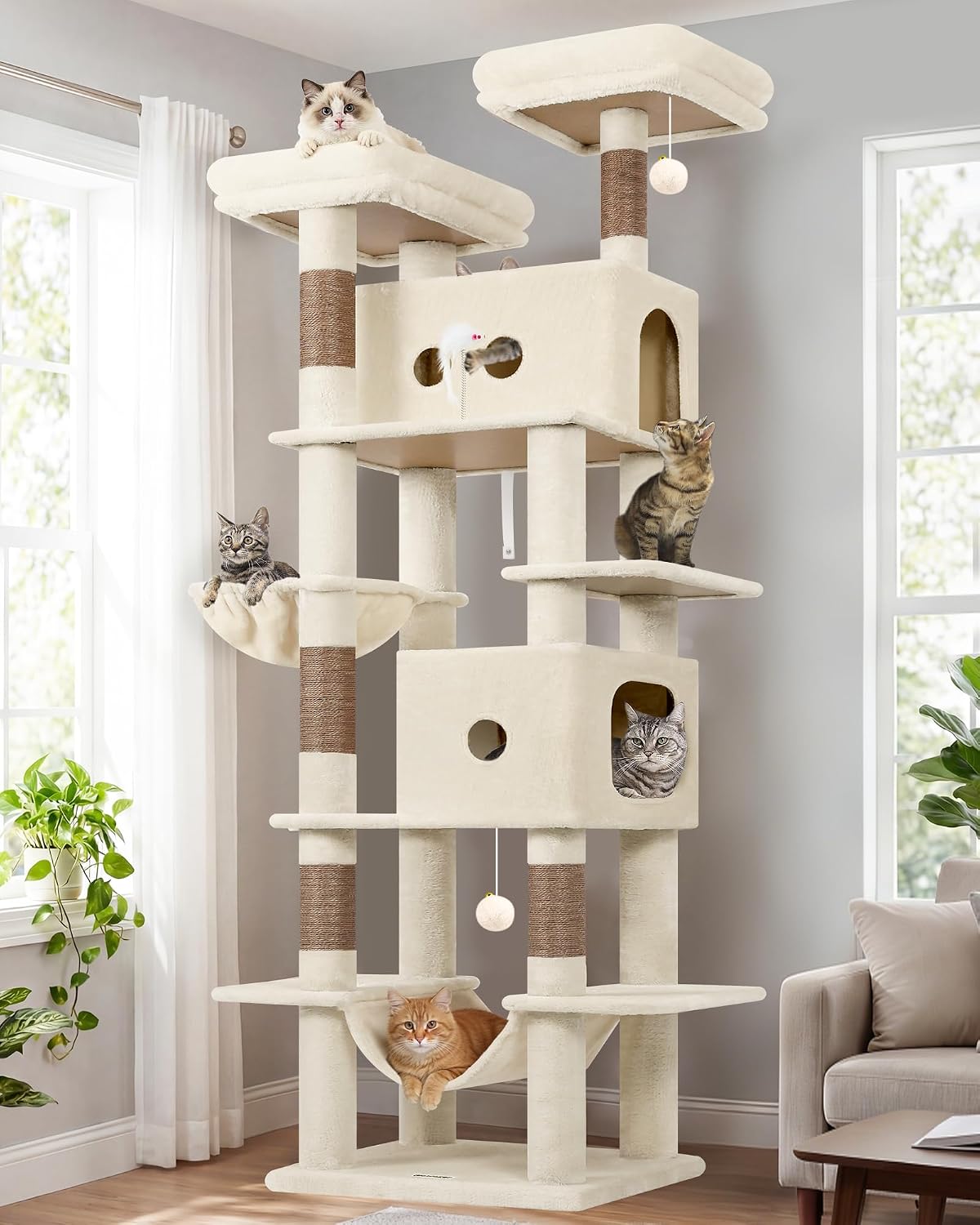 Torre árbol gatos 80pulg alta resistencia postes rascadores